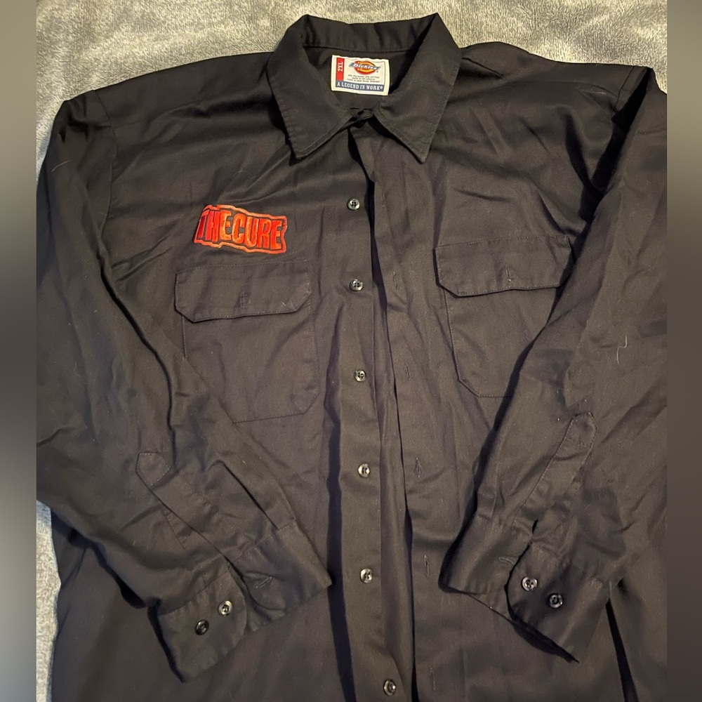 Authentic Dickies Black Button Up with The Cure Patch